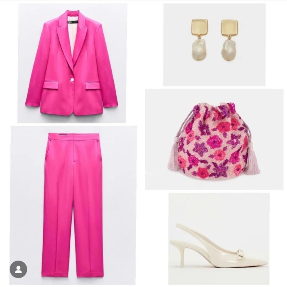 ZARA 2 PIECES MATCHING SET SATIN EFFECT BLAZER & SATIN EFFECT STRAIGHT LEG PANTS - Picture 16 of 16